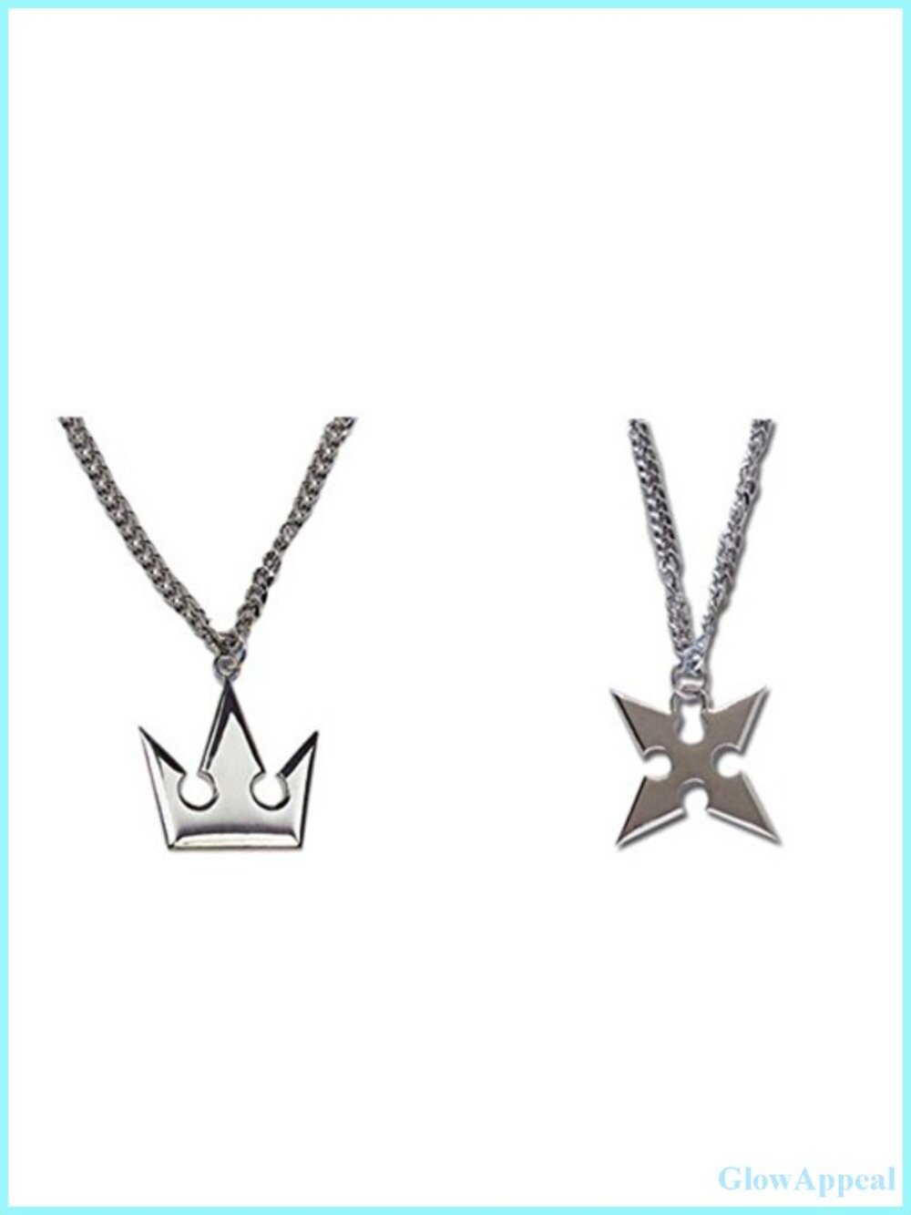 Kingdom Hearts Sora Crown & Roxas Cross Necklaces 2pc Set Pendant Chain